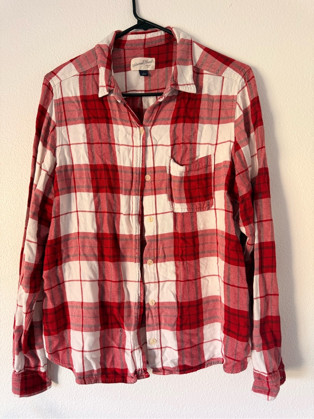 Universal Thread Red and White Plaid Button-Down Shirt